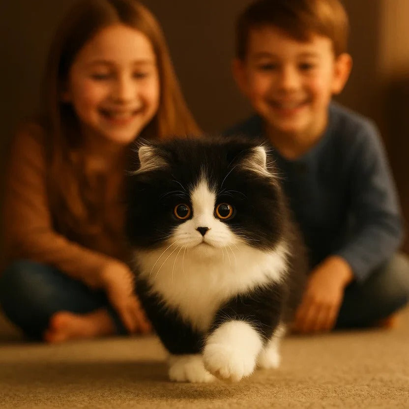 Handcrafted Plush Cat with Black and White Markings, Lifelike Resting Pose All Vera Mart