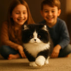 Handcrafted Plush Cat with Black and White Markings, Lifelike Resting Pose All Vera Mart