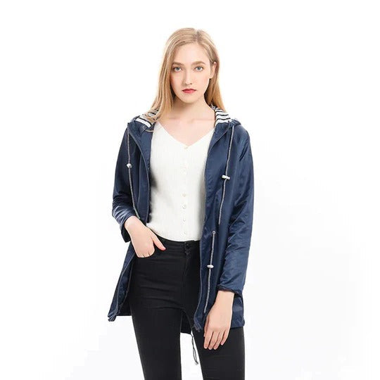 Women's Full Length Raincoat with Adjustable Hood and Breathable Lining All Vera Mart