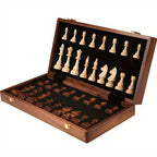 Wood Chess Board with 34 Pieces and Two Extra Figures, Compact Hard Finish All Vera Mart