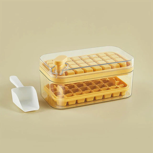 Push Release Ice Tray with Dual Trays and Storage Container, Serving Scoop Included All Vera Mart