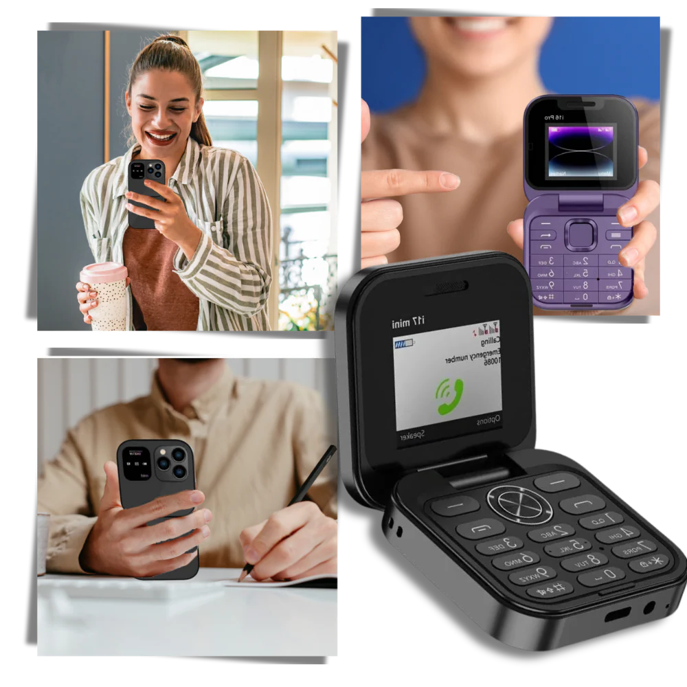 Compact Folding Phone with Dual Nano SIM and Expandable Storage, 1.77in Screen All Vera Mart