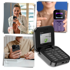 Compact Folding Phone with Dual Nano SIM and Expandable Storage, 1.77in Screen All Vera Mart