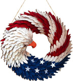 Wooden Patriotic Door Sign with Eagle and Star Design, 12 Inch Round All Vera Mart