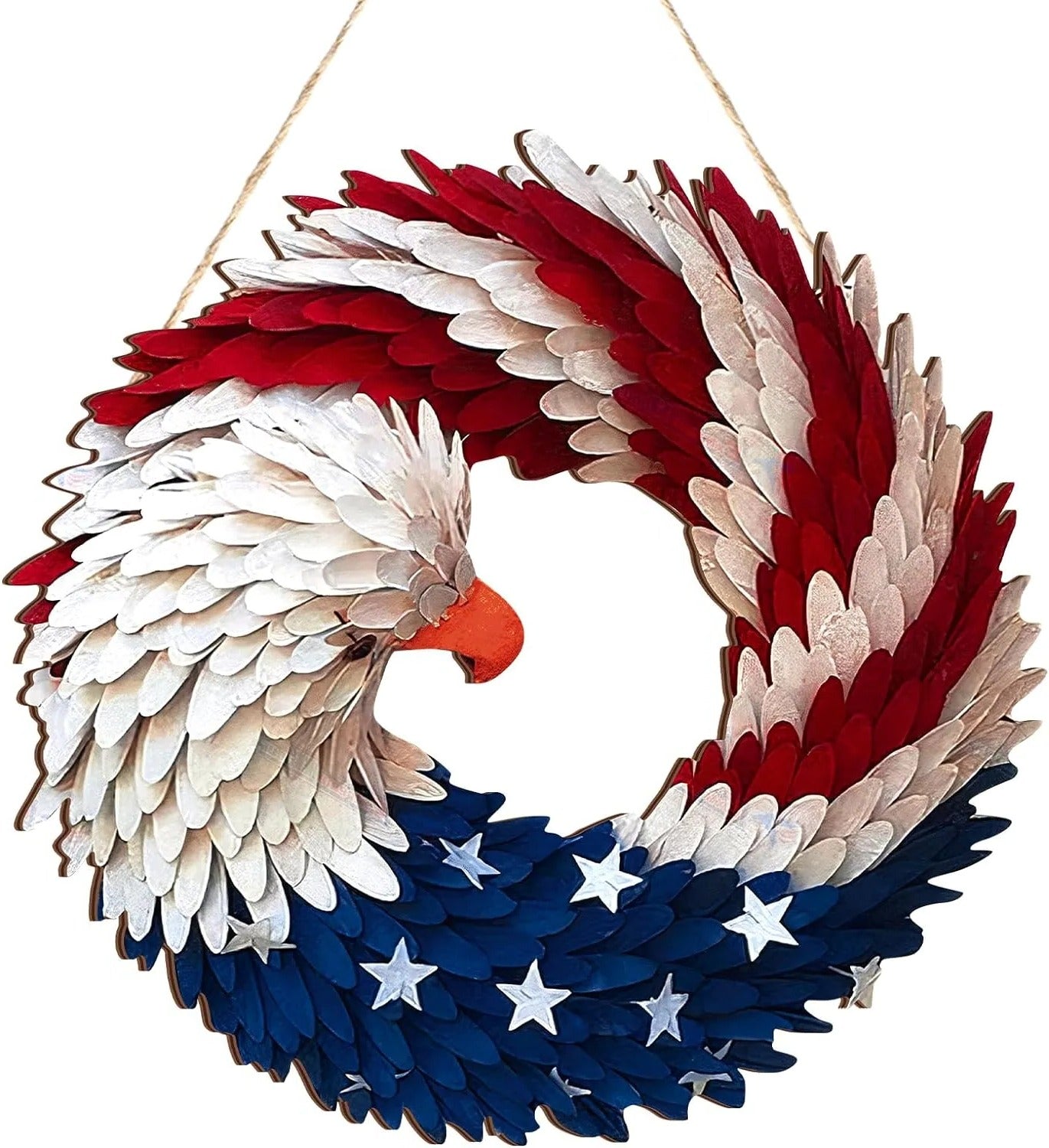 Wooden Patriotic Door Sign with Eagle and Star Design, 12 Inch Round All Vera Mart