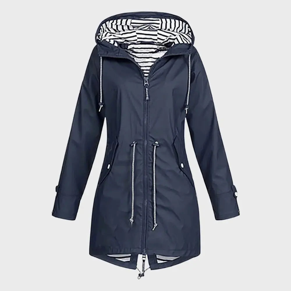 Waterproof Long Raincoat with Adjustable Hood and Breathable Lining, Tailored Fit All Vera Mart