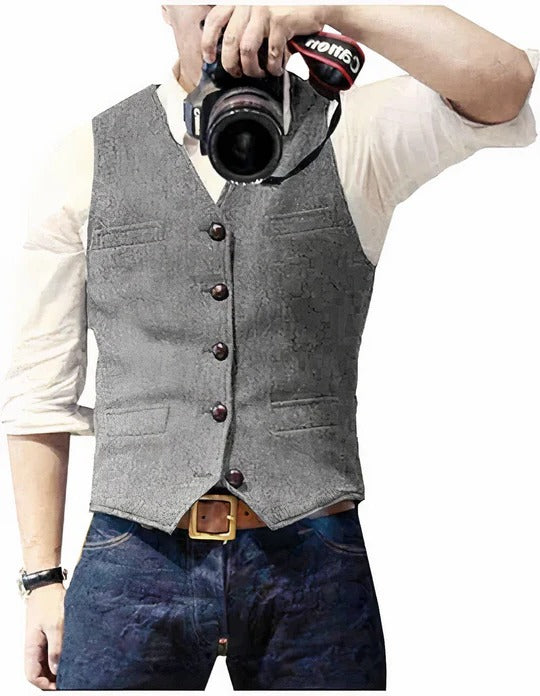 Men's Sleeveless Gilet with Open Front and Regular Fit All Vera Mart