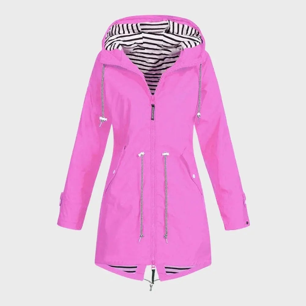 Waterproof Long Raincoat with Adjustable Hood and Breathable Lining, Tailored Fit All Vera Mart