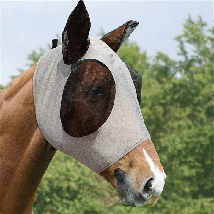 Elastic Mesh Fly Mask for Horses with Full Face Coverage and UV Protection All Vera Mart