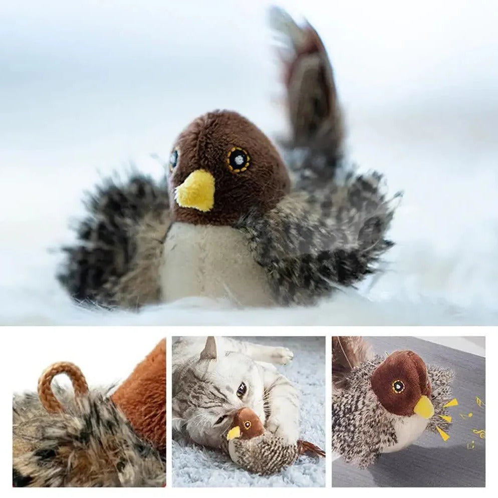 Motion Activated Plush Bird Toy with Flapping Wings and Chirping Sounds for Cats All Vera Mart