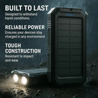 Solar Power Bank with 10000mAh Capacity and Dual USB Ports, Splash Resistant All Vera Mart