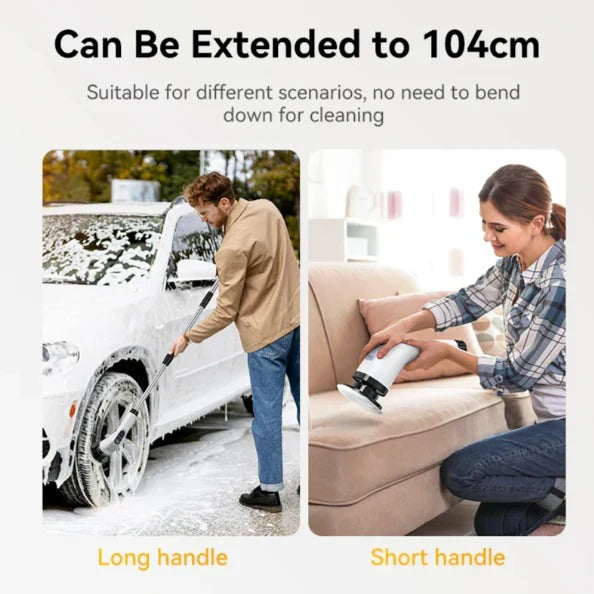 Cordless Electric Scrubber with Seven Brush Heads and Extendable Handle All Vera Mart