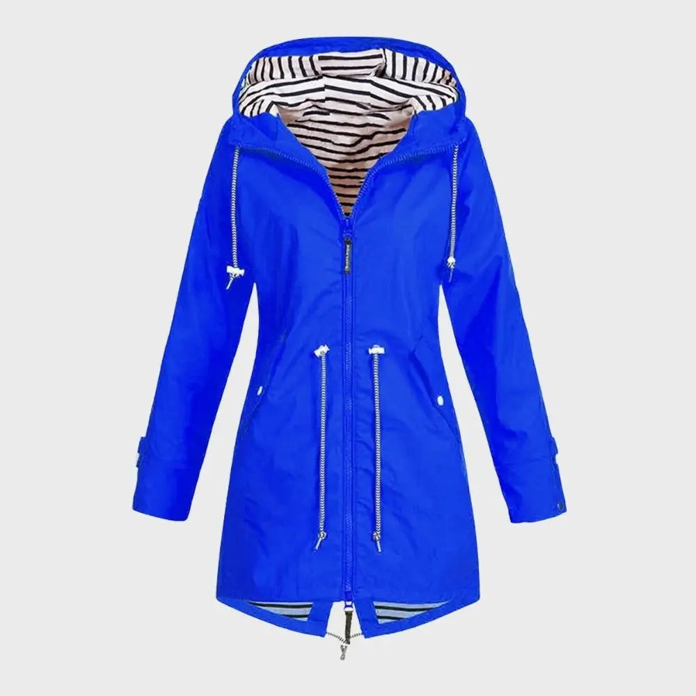 Waterproof Long Raincoat with Adjustable Hood and Breathable Lining, Tailored Fit All Vera Mart
