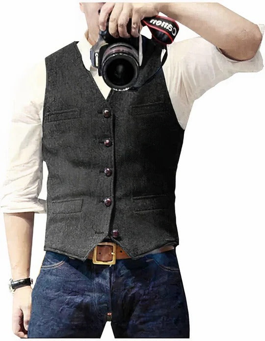 Men's Sleeveless Gilet with Open Front and Regular Fit All Vera Mart