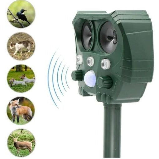 Solar Motion Activated Snake Repeller with Ultrasonic Sound and Flashing Light All Vera Mart
