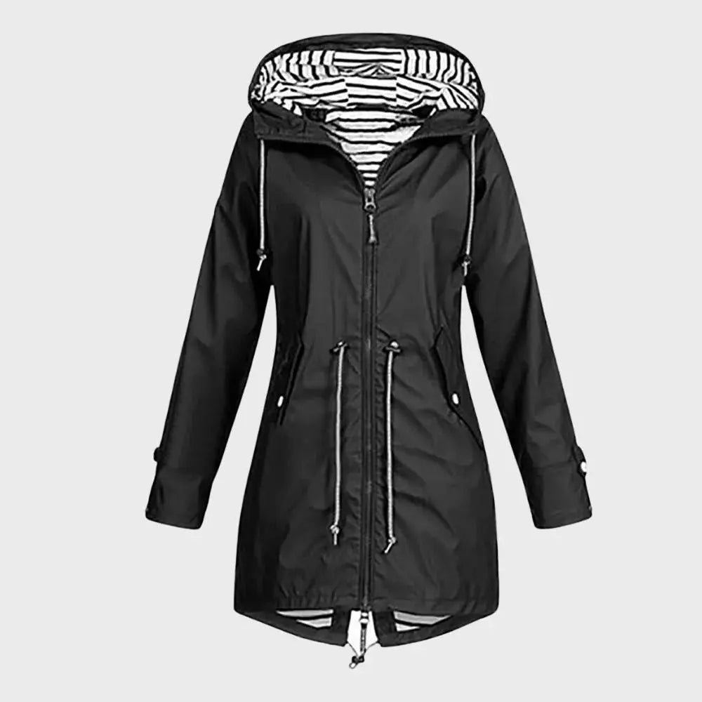 Waterproof Long Raincoat with Adjustable Hood and Breathable Lining, Tailored Fit All Vera Mart