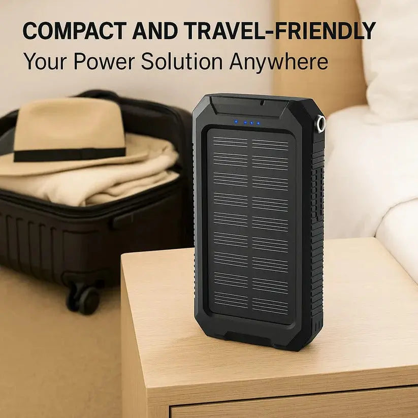Solar Power Bank with 10000mAh Capacity and Dual USB Ports, Splash Resistant All Vera Mart