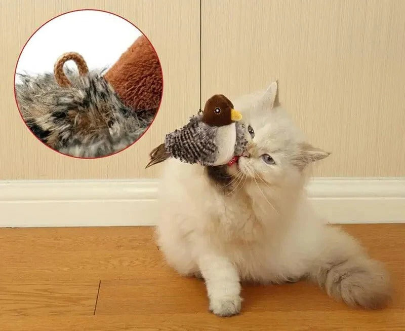 Motion Activated Plush Bird Toy with Flapping Wings and Chirping Sounds for Cats All Vera Mart