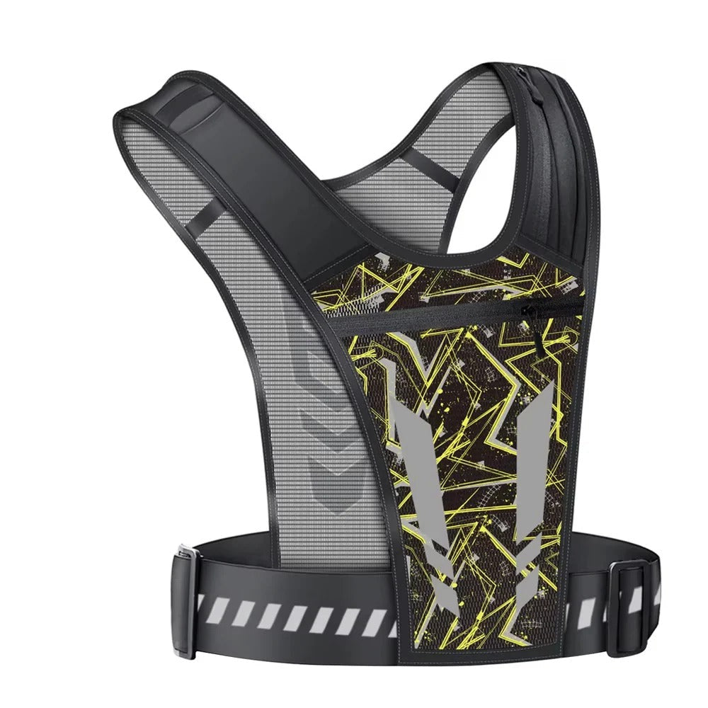 Running Phone Holder Vest with Reflective Print and Multi-Pocket Design All Vera Mart