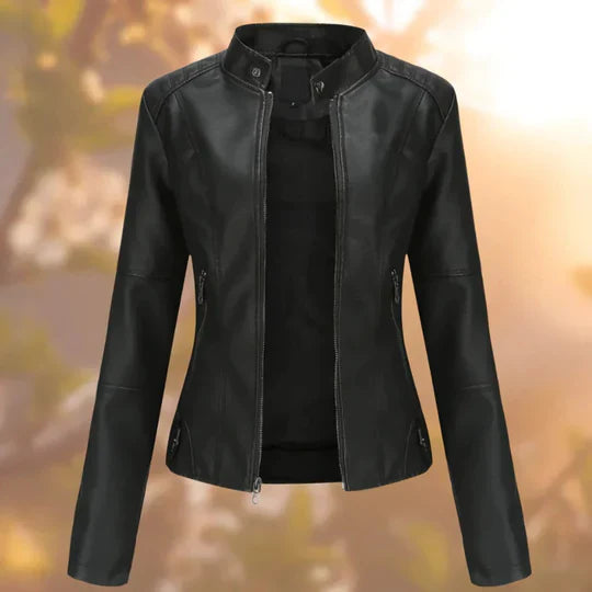 Women's Tailored Jacket with Stand Collar and Metal Hardware All Vera Mart