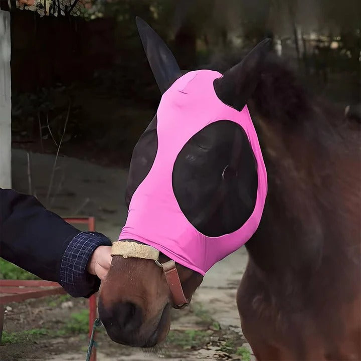 Elastic Mesh Fly Mask for Horses with Full Face Coverage and UV Protection All Vera Mart