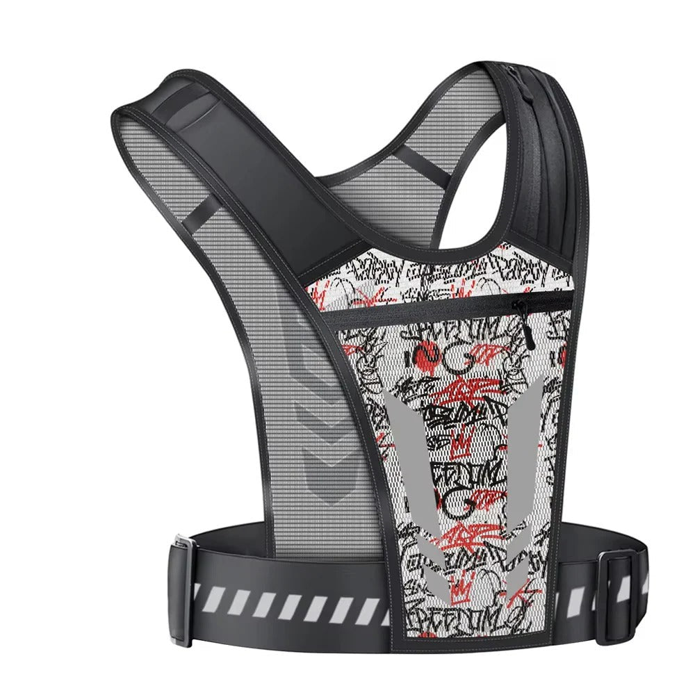 Running Phone Holder Vest with Reflective Print and Multi-Pocket Design All Vera Mart