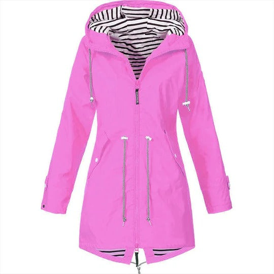 Women's Full Length Raincoat with Adjustable Hood and Breathable Lining All Vera Mart