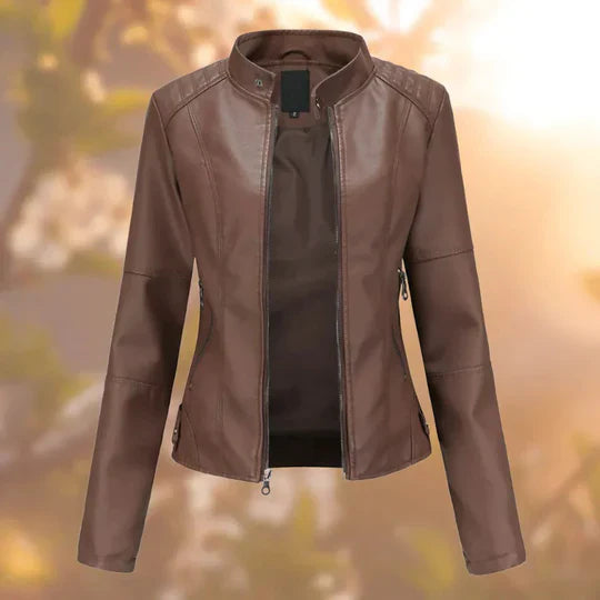 Women's Tailored Jacket with Stand Collar and Metal Hardware All Vera Mart