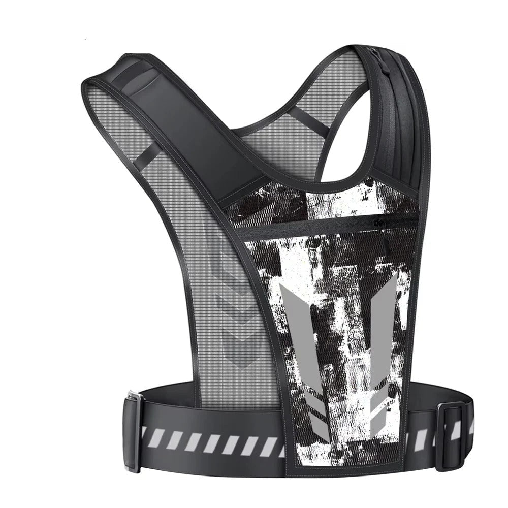 Running Phone Holder Vest with Reflective Print and Multi-Pocket Design All Vera Mart