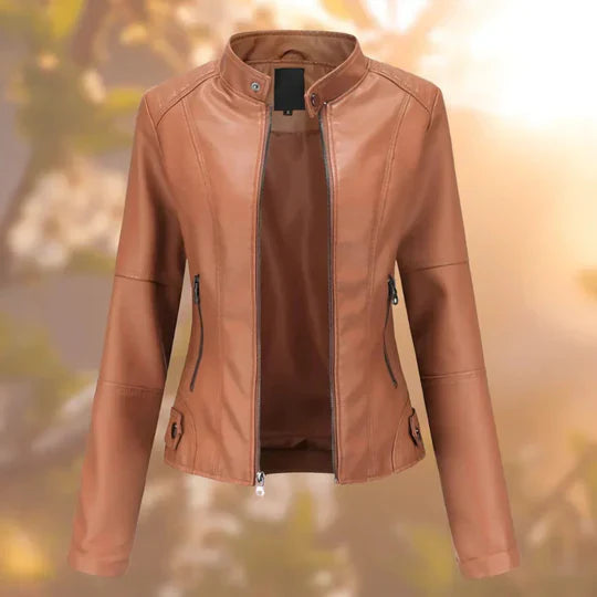 Women's Tailored Jacket with Stand Collar and Metal Hardware All Vera Mart