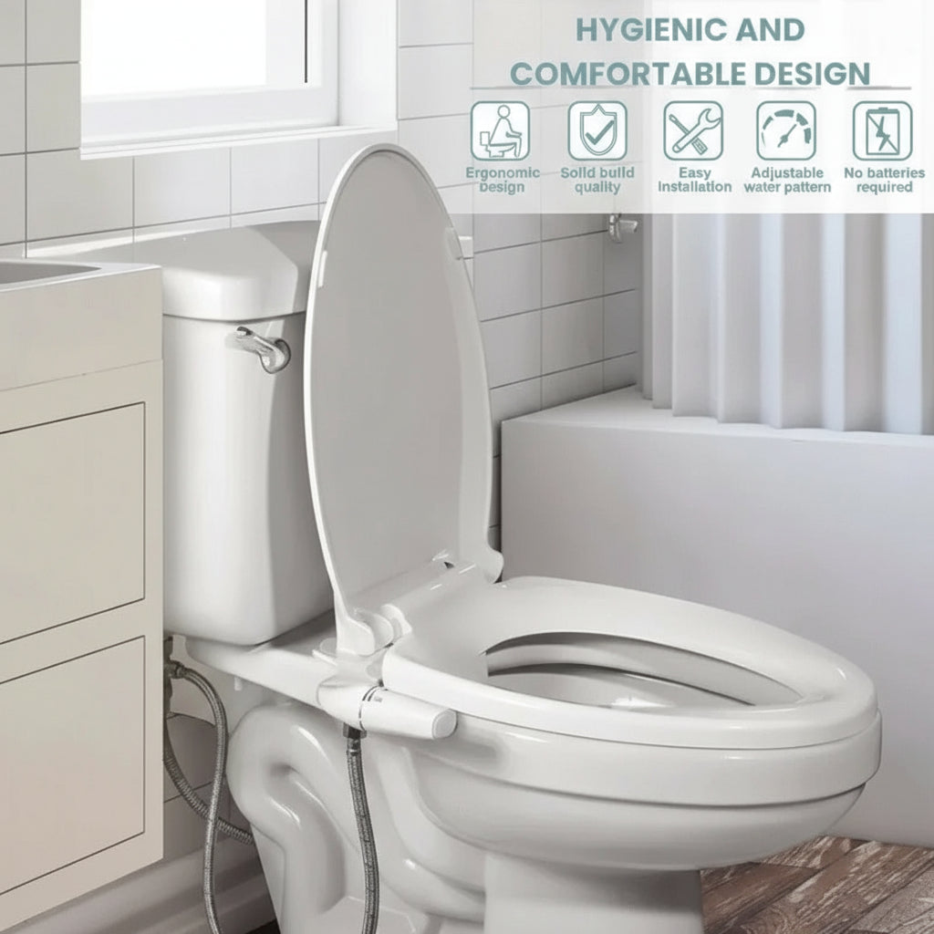 Toilet Bidet Attachment with Dual Nozzle System and Adjustable Pressure All Vera Mart