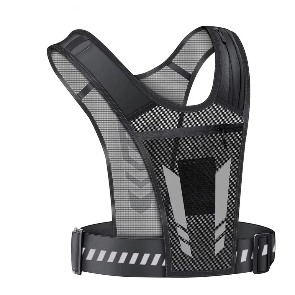 Running Phone Holder Vest with Reflective Print and Multi-Pocket Design All Vera Mart