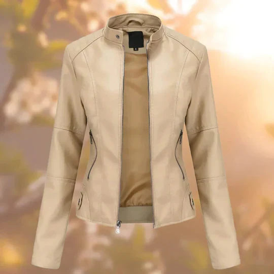 Women's Tailored Jacket with Stand Collar and Metal Hardware All Vera Mart