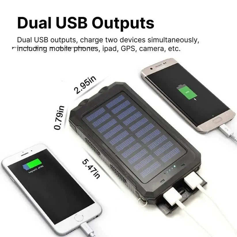 Solar Power Bank with 10000mAh Capacity and Dual USB Ports, Splash Resistant All Vera Mart