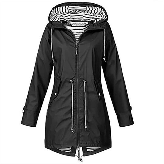 Women's Full Length Raincoat with Adjustable Hood and Breathable Lining All Vera Mart
