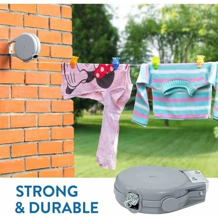 Retractable Clothesline with Swivel Base and Locking Mechanism, 472 Inches All Vera Mart