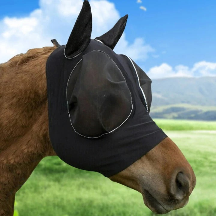 Elastic Mesh Fly Mask for Horses with Full Face Coverage and UV Protection All Vera Mart