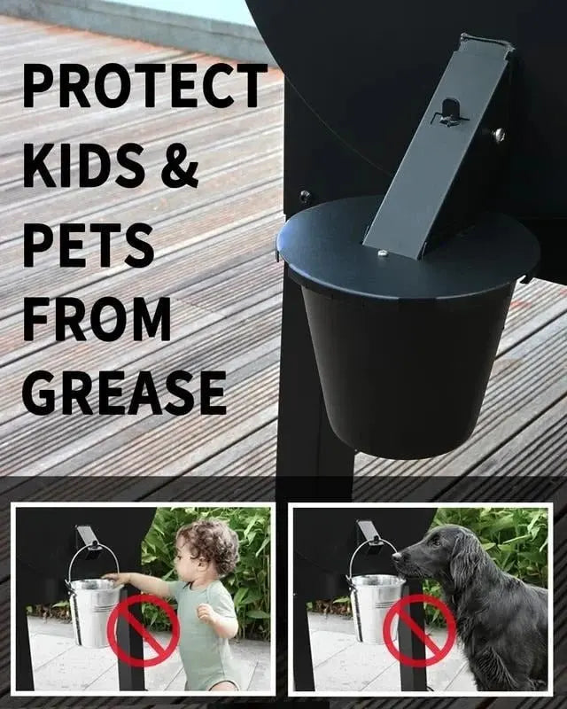 Grill Grease Collector with Fitted Lid and Reusable Liner for 1.6 Inch Square Spouts All Vera Mart
