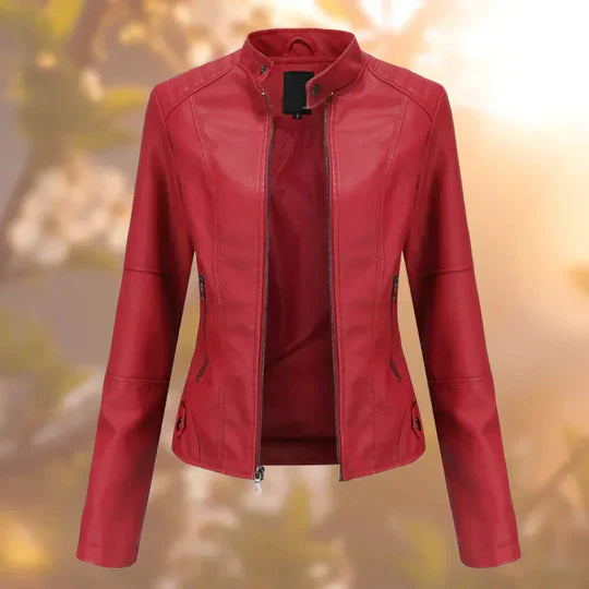 Women's Tailored Jacket with Stand Collar and Metal Hardware All Vera Mart