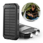 Solar Power Bank with 10000mAh Capacity and Dual USB Ports, Splash Resistant All Vera Mart