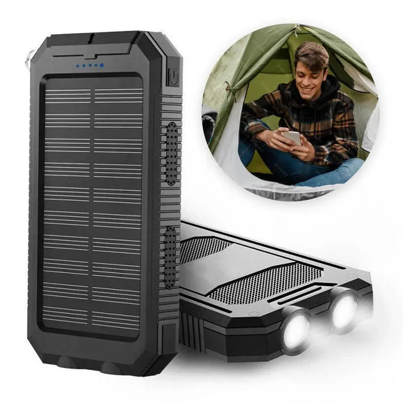 Solar Power Bank with 10000mAh Capacity and Dual USB Ports, Splash Resistant All Vera Mart