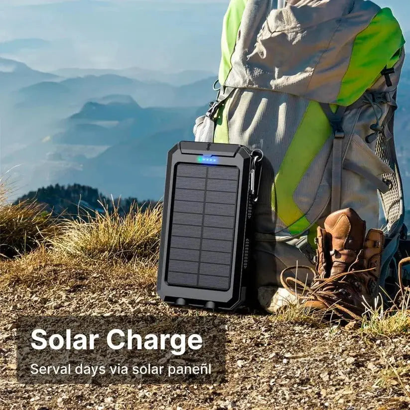 Solar Power Bank with 10000mAh Capacity and Dual USB Ports, Splash Resistant All Vera Mart