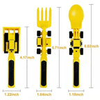 Toddler Sectioned Plate with Soft Grip Utensils and Construction Design All Vera Mart