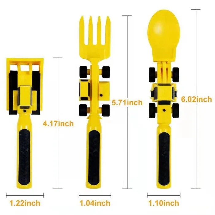 Toddler Sectioned Plate with Soft Grip Utensils and Construction Design All Vera Mart