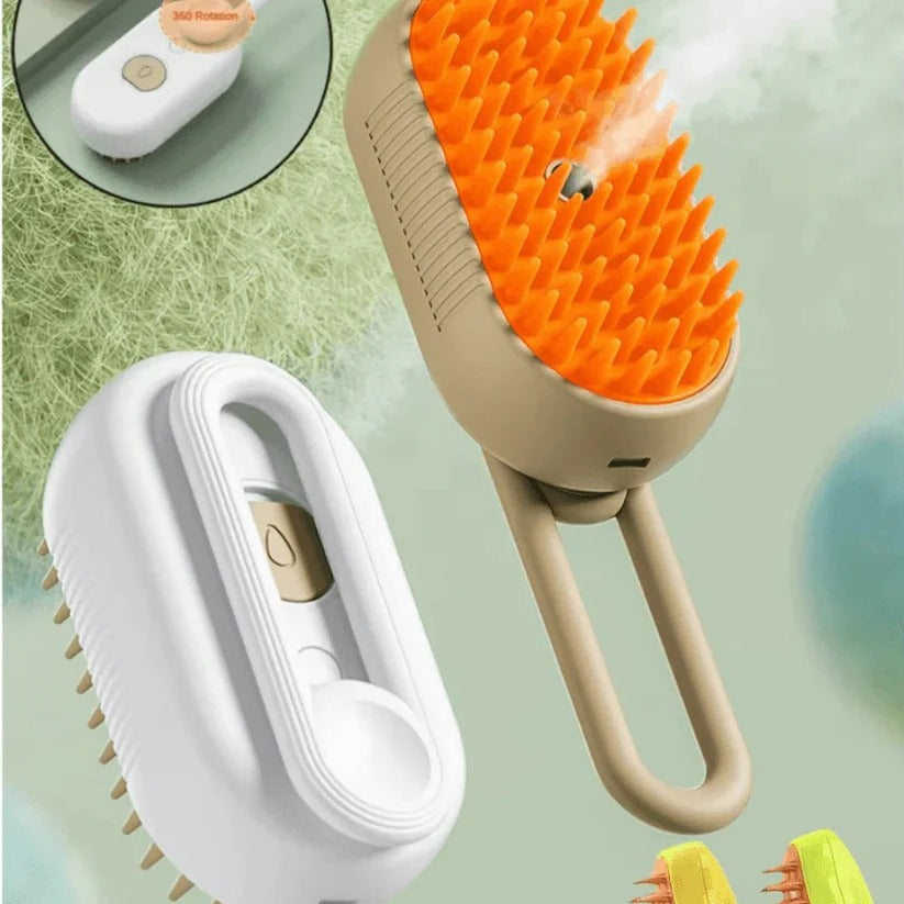 Steam Dog Grooming Brush with Silicone Teeth and Fur Collection Chamber All Vera Mart