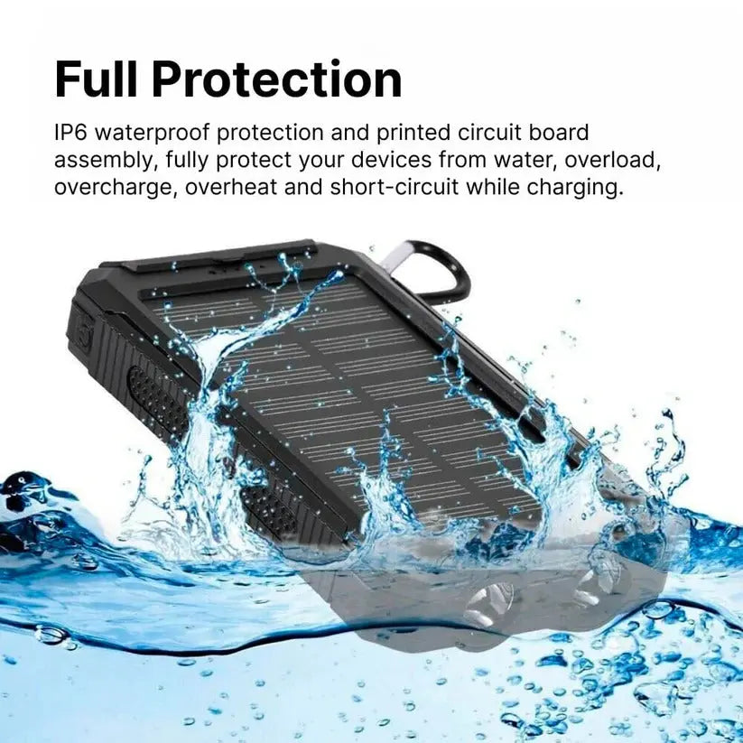 Solar Power Bank with 10000mAh Capacity and Dual USB Ports, Splash Resistant All Vera Mart