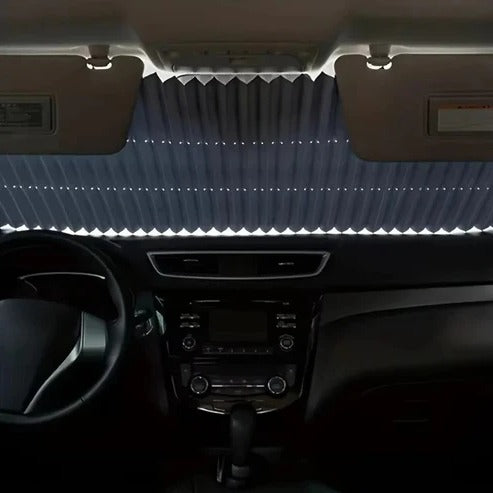Retractable Car Sunshade with Aluminum Membrane and Dual Panel Coverage, 59-79in All Vera Mart