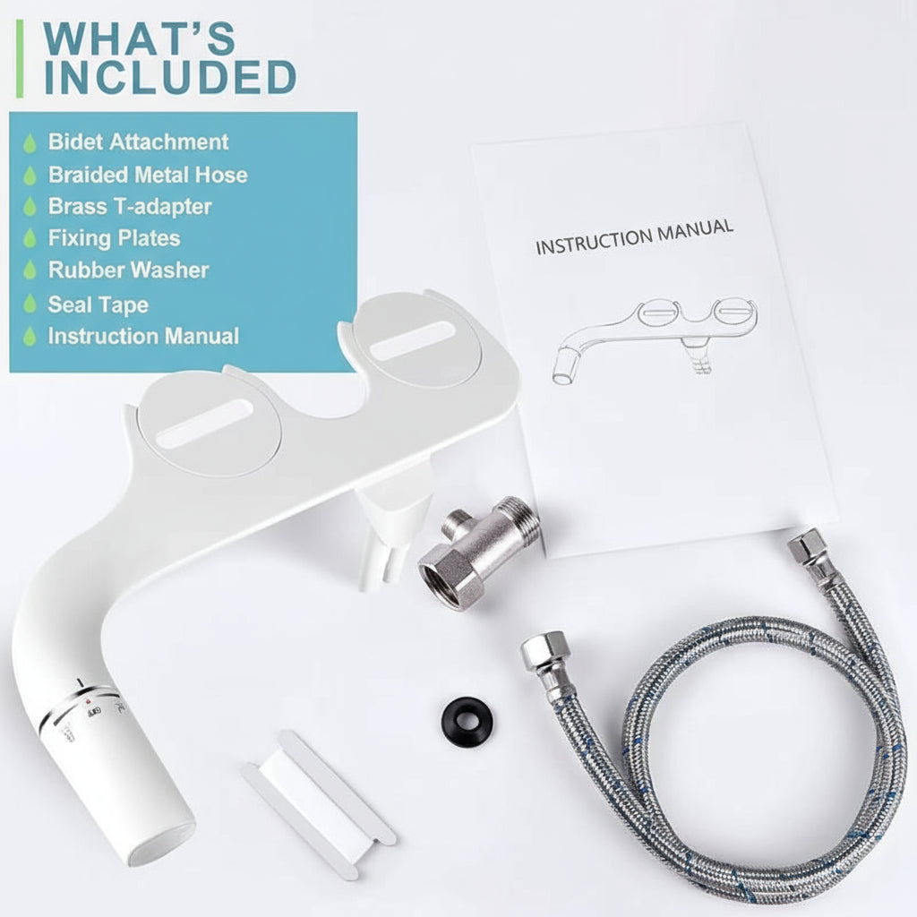 Toilet Bidet Attachment with Dual Nozzle System and Adjustable Pressure All Vera Mart