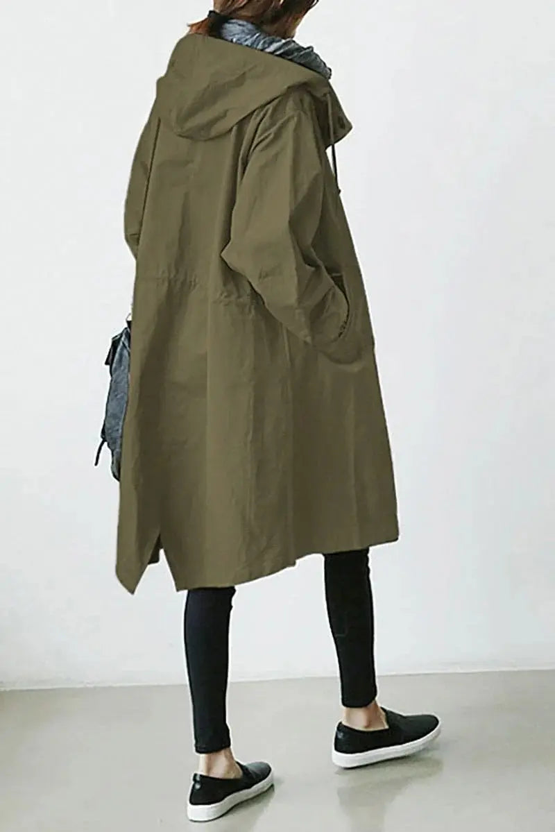 Waterproof Trench Coat with Hood and Stretch Knit, Mid-Length All Vera Mart