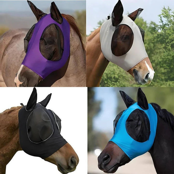 Elastic Mesh Fly Mask for Horses with Full Face Coverage and UV Protection All Vera Mart